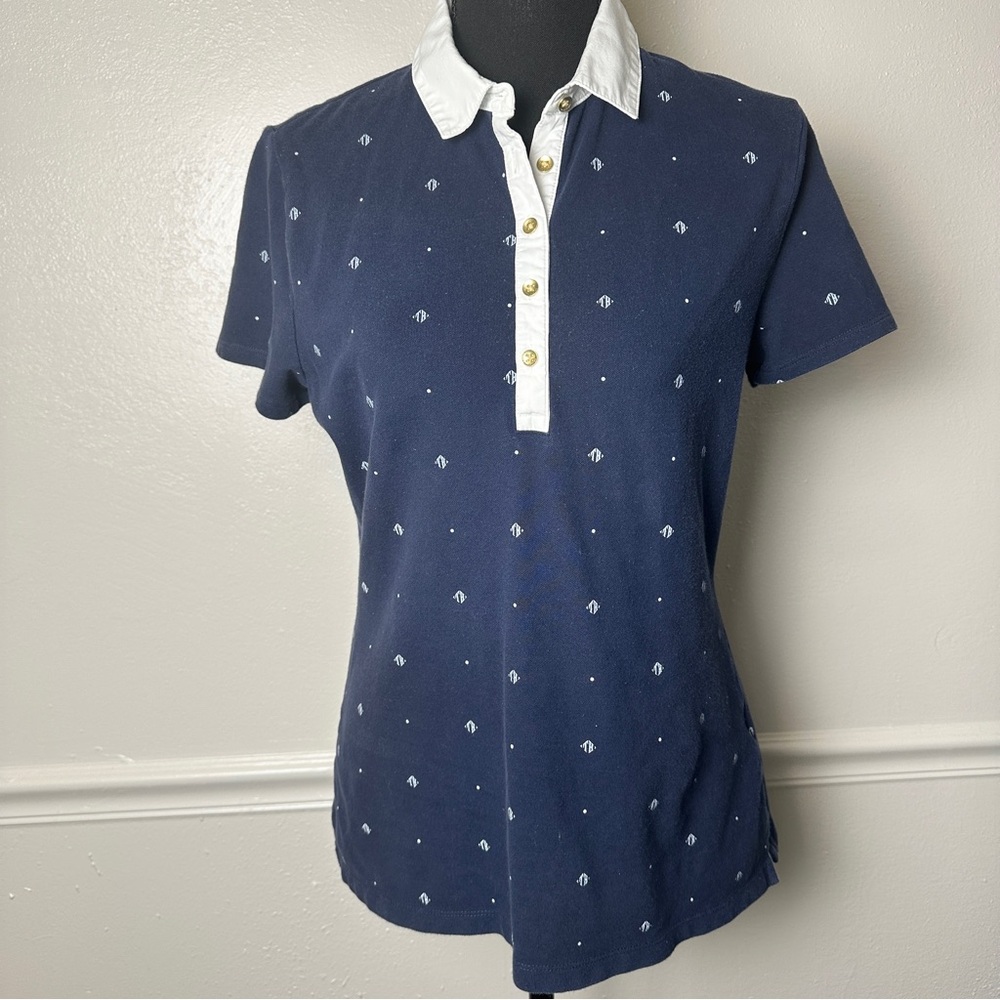 Tommy Hilfiger Navy Polo Top with White Collar